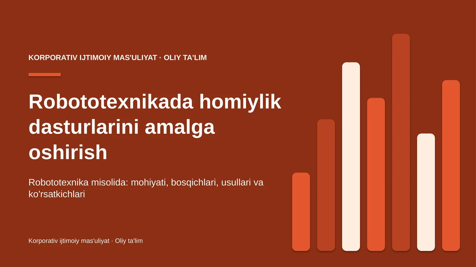 Robototexnikada homiylik dasturlarini amalga oshirish