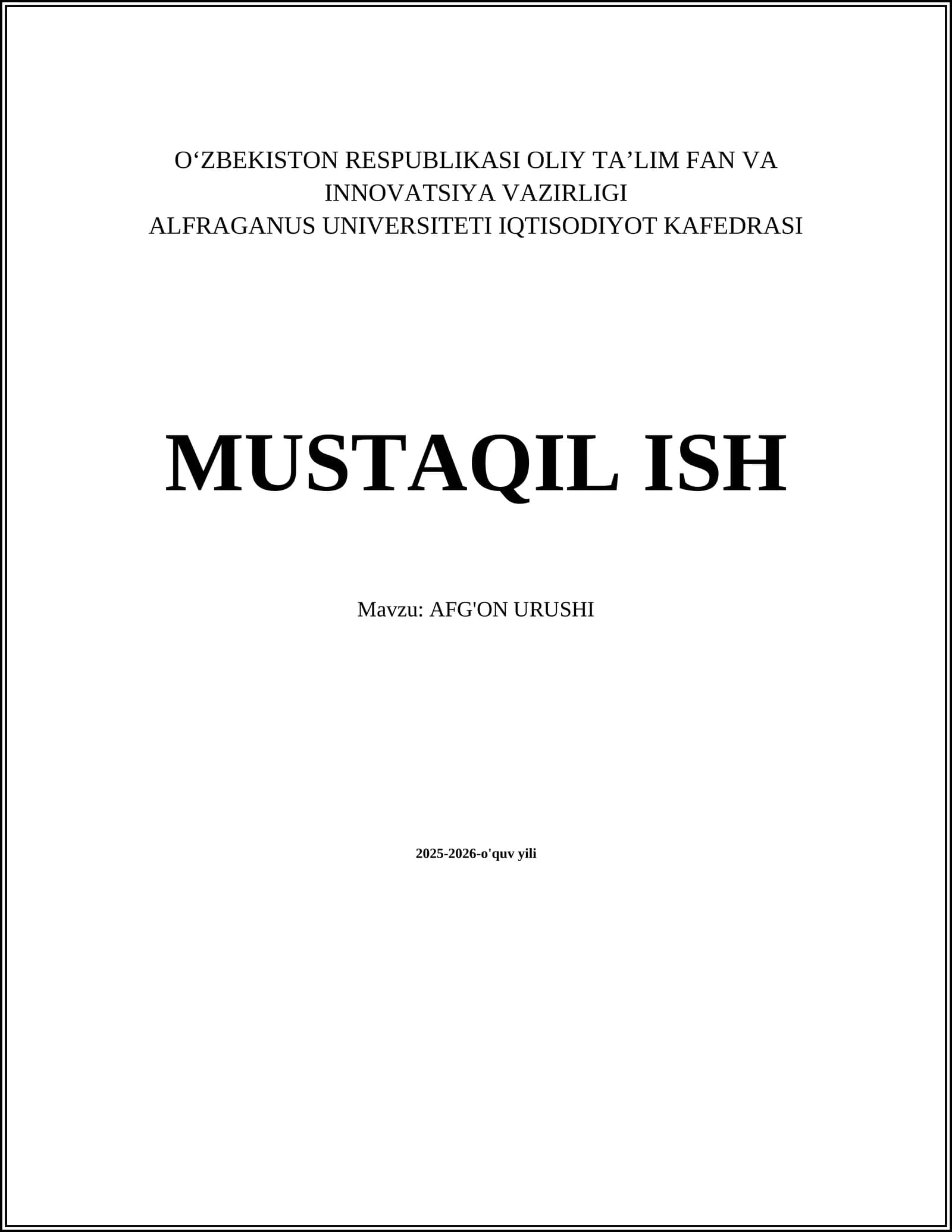 AFG'ON URUSHI