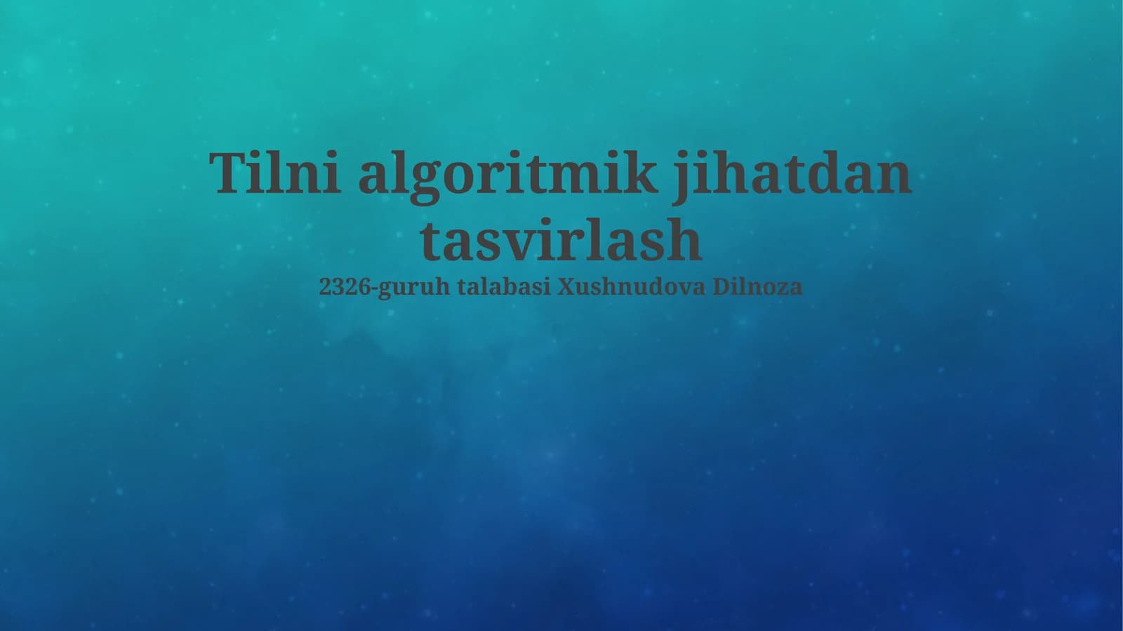 Tilni algoritmik jihatdan tasvirlash