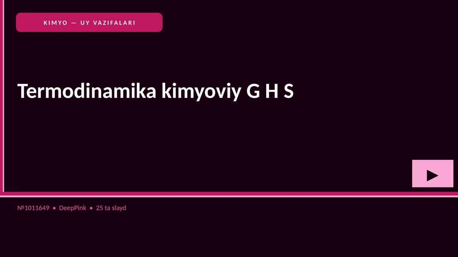 Termodinamika kimyoviy G H S