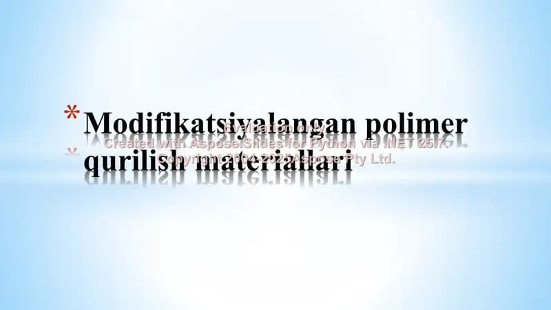 Modifikatsiyalangan polimer materiallar