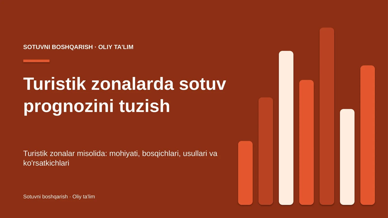 Turistik zonalarda sotuv prognozini tuzish