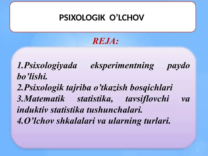 PSIXOLOGIK  O’LCHOV