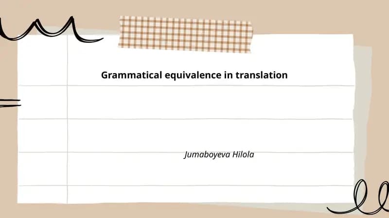 Grammatikning tarjima bo'yicha equivalentlik