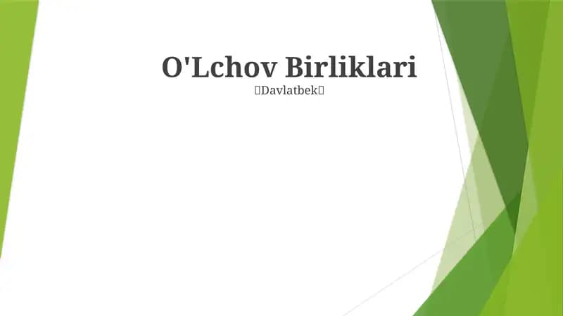 O'Lchov Birliklari