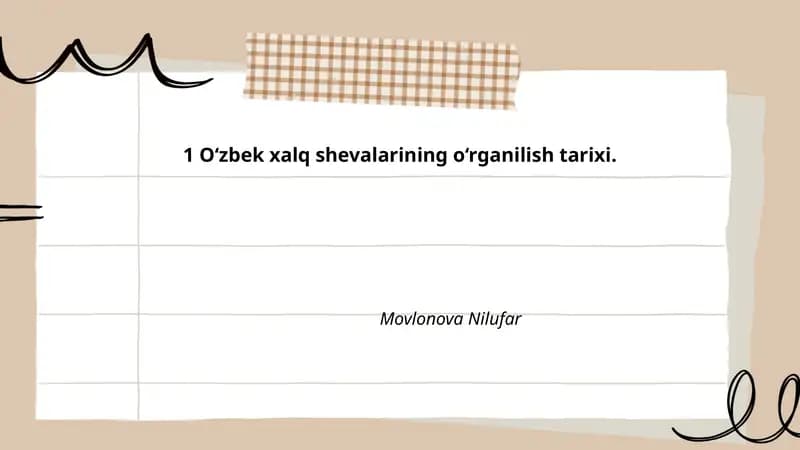 O‘zbek xalq shevalarining o‘rganilish tarixi