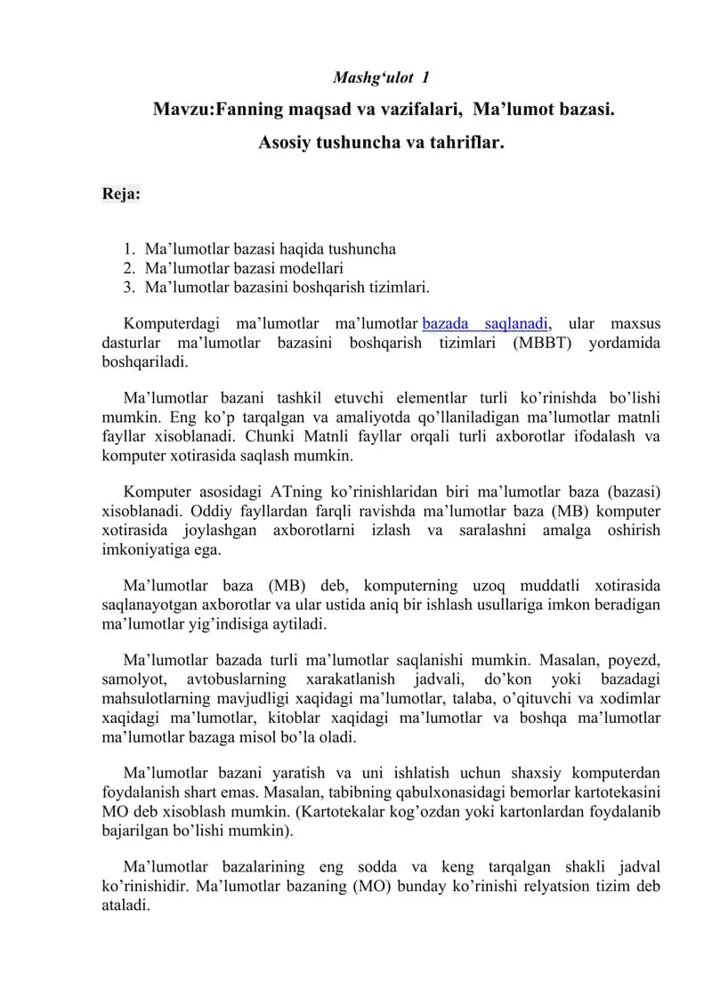 Ma'lumotlar bazasi