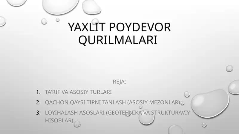 Yaxlit poydevor qurilmalari  2