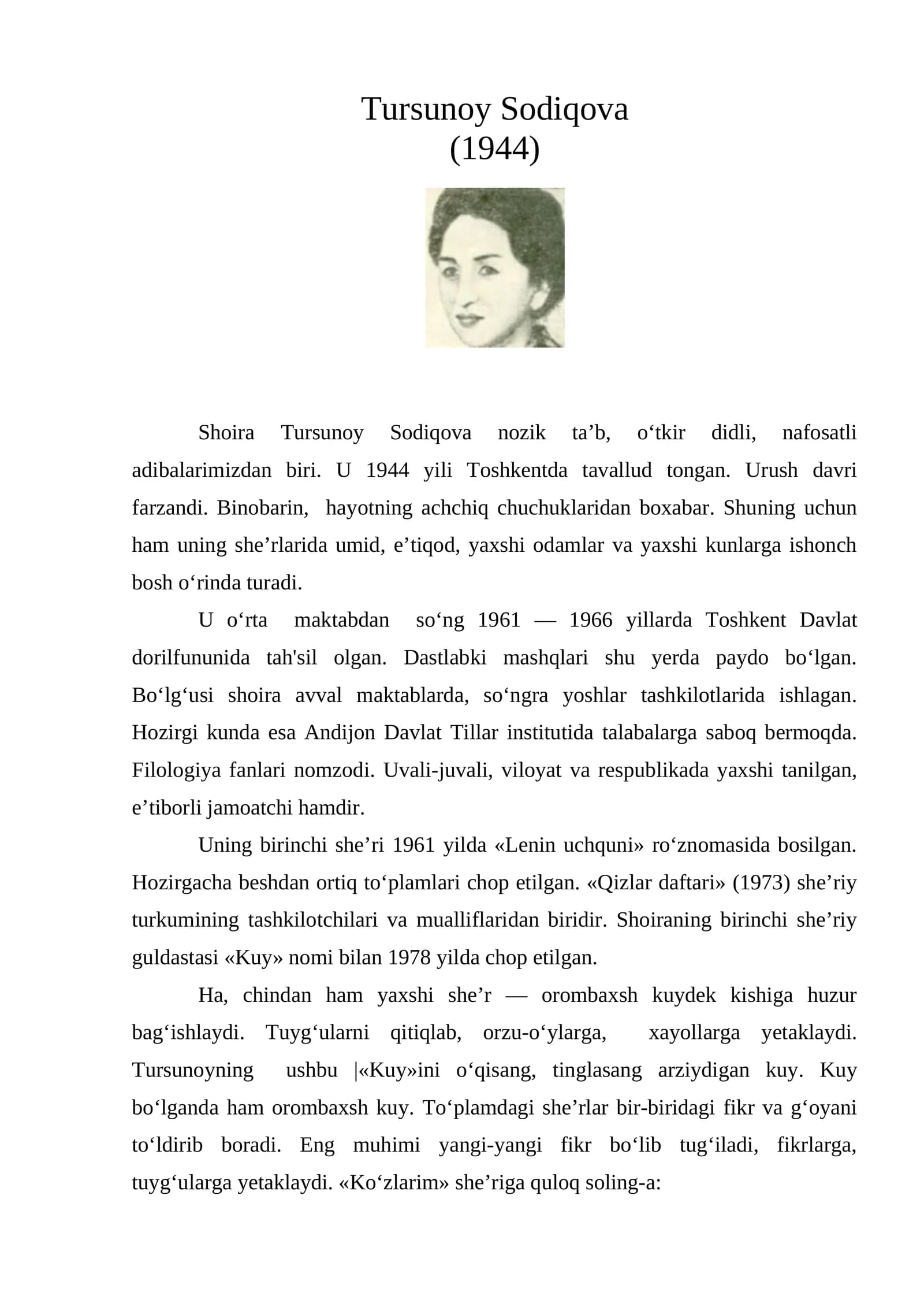 Tursunoy Sodiqova