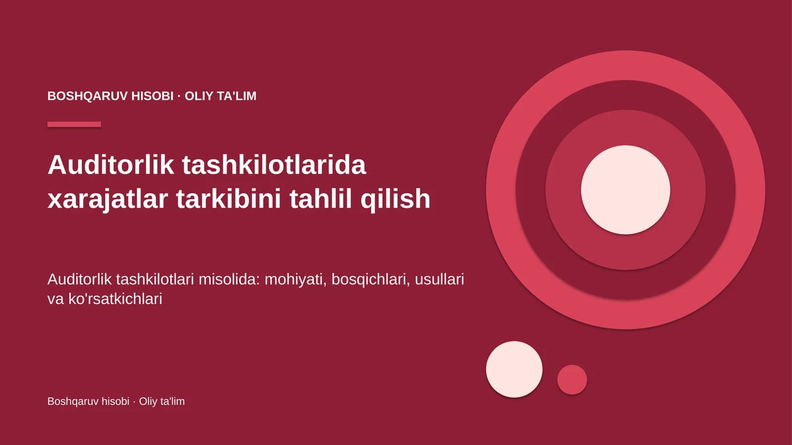 Boshqaruv hisobi · Oliy ta'lim