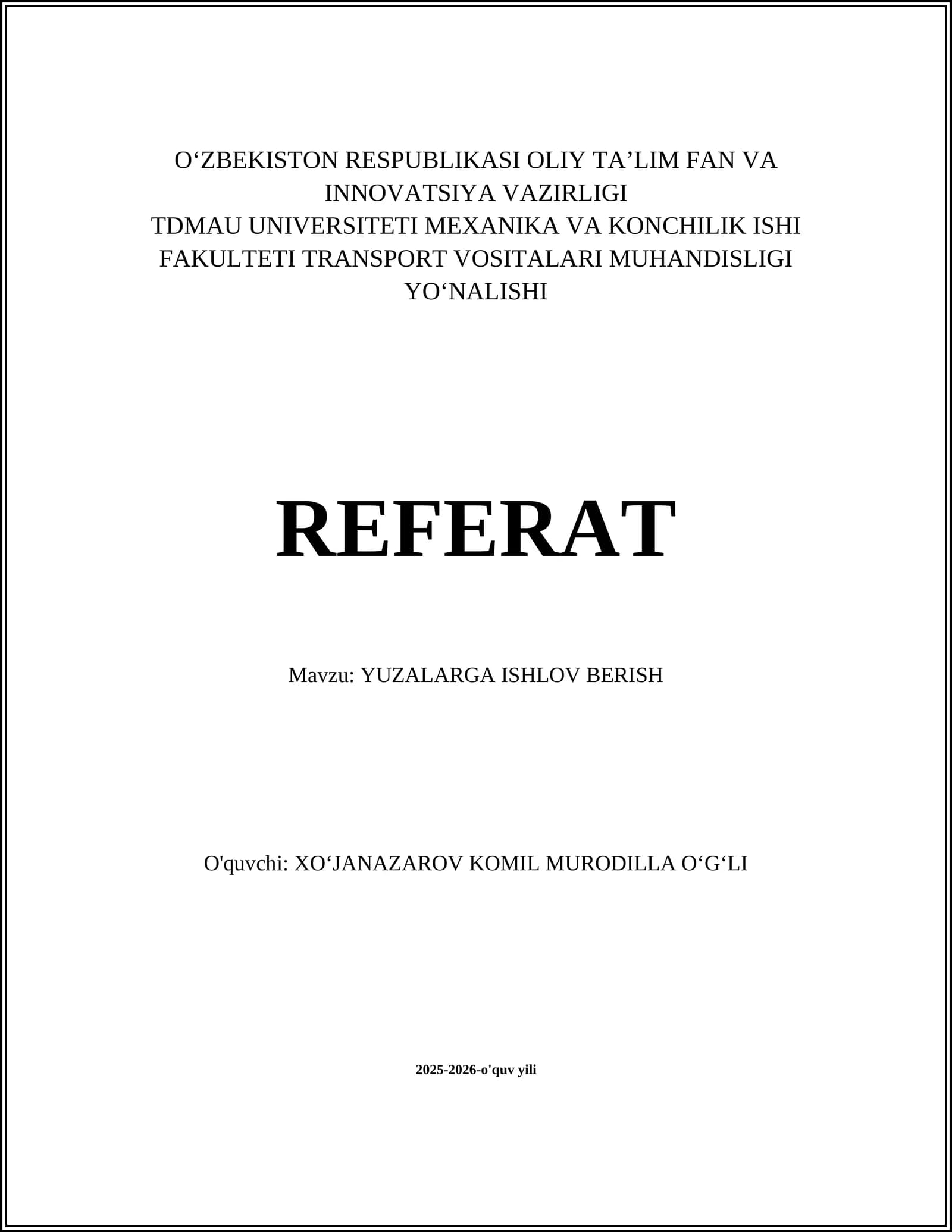 Yuzalarga ishlov berish