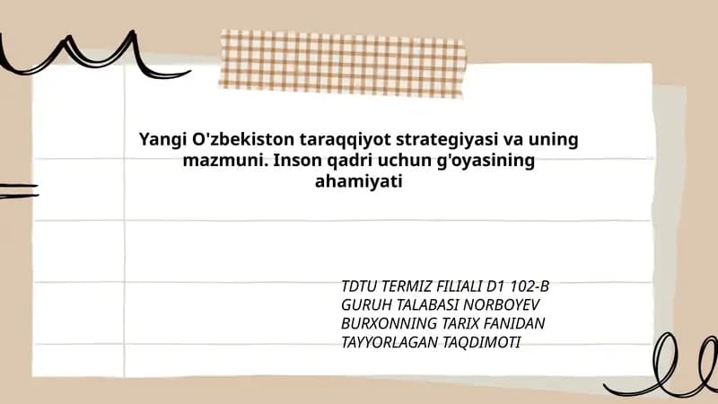 Yangi O'zbekiston taraqqiyot strategiyasi va uning mazmuni