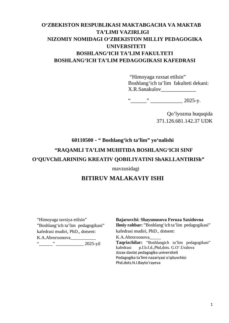 BITIRUV MALAKAVIY ISHI