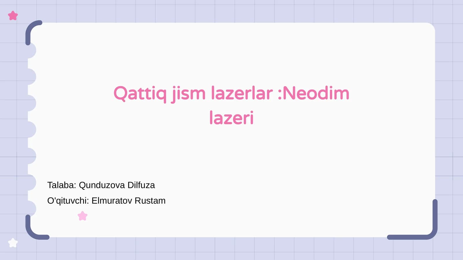 Qattiq Jism Lazerlar: Neodim lazeri