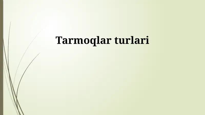Tarmoqlar turlari