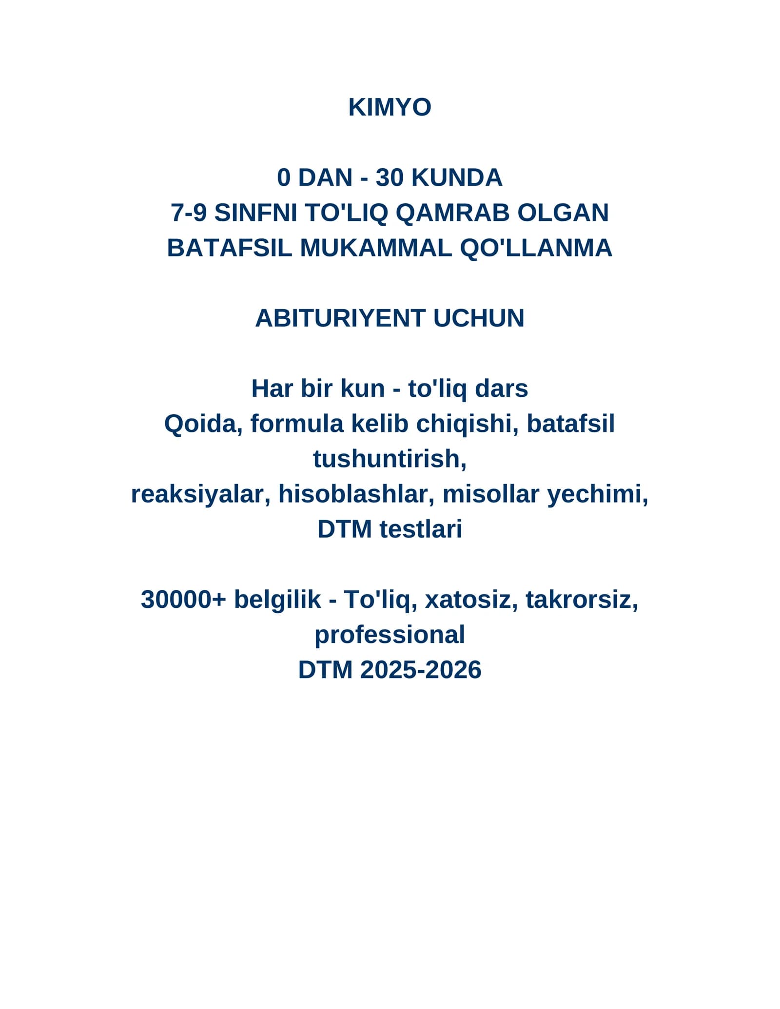 KIMYO Darsligi 0 dan boshlab (Qo'llanma)