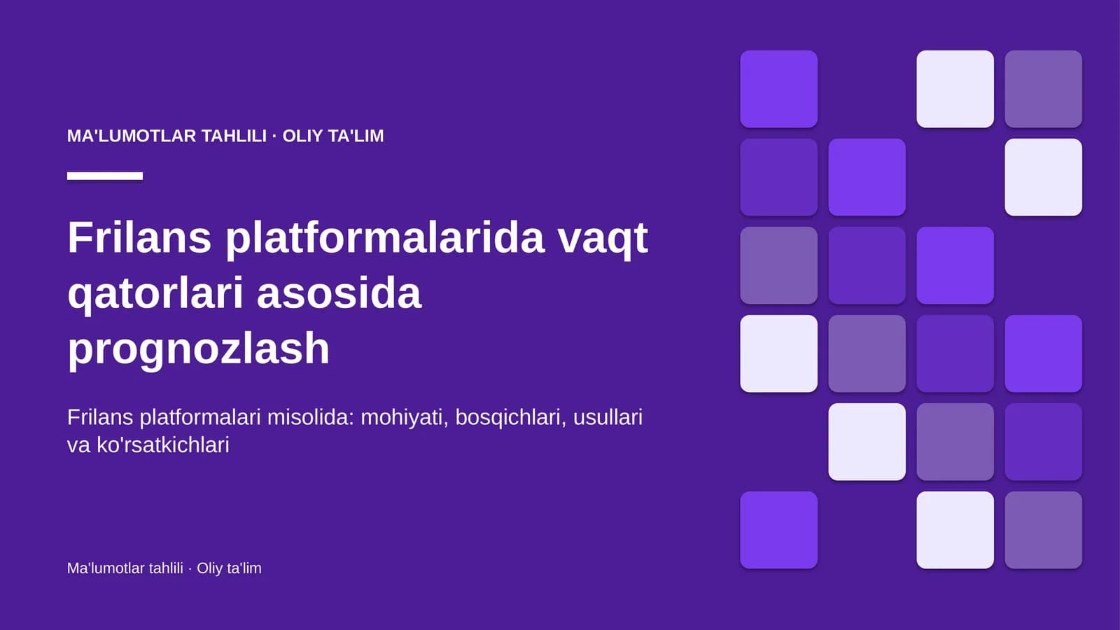 Frilans platformalarida vaqt qatorlari asosida prognozlash