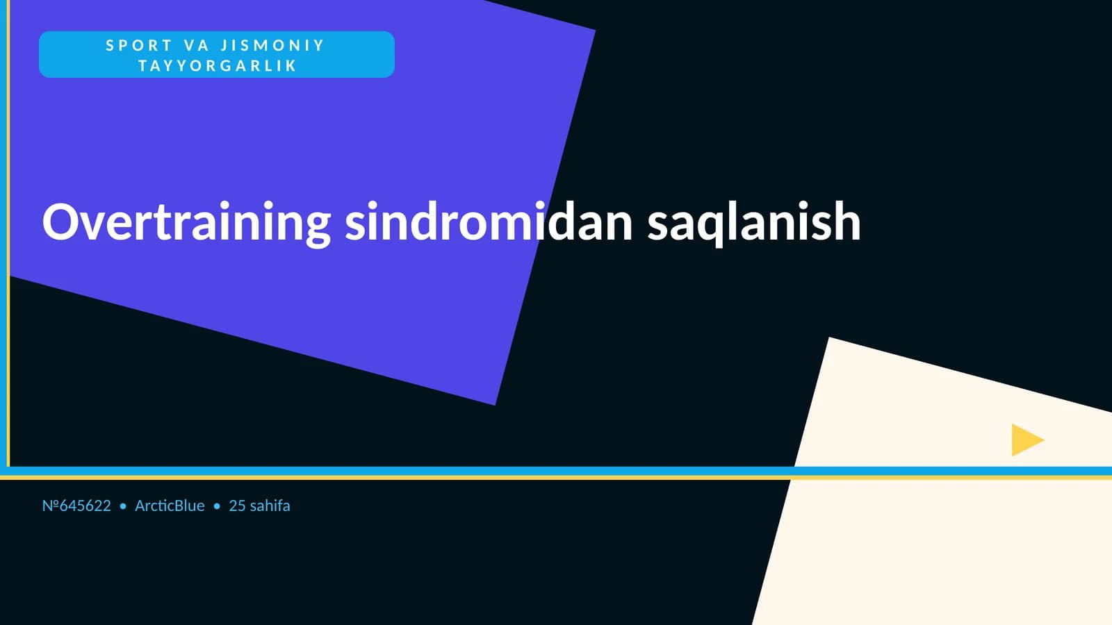 Overtraining sindromidan saqlanish