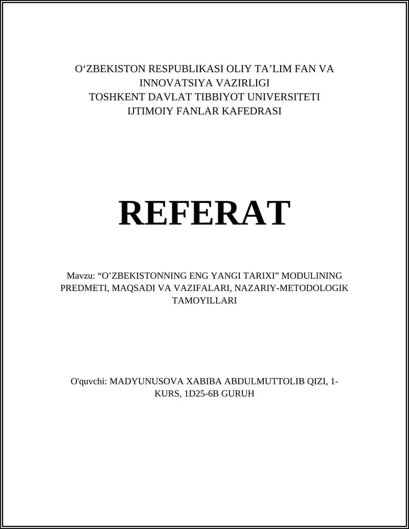 OʻZBEKISTONNING ENG YANGI TARIXI