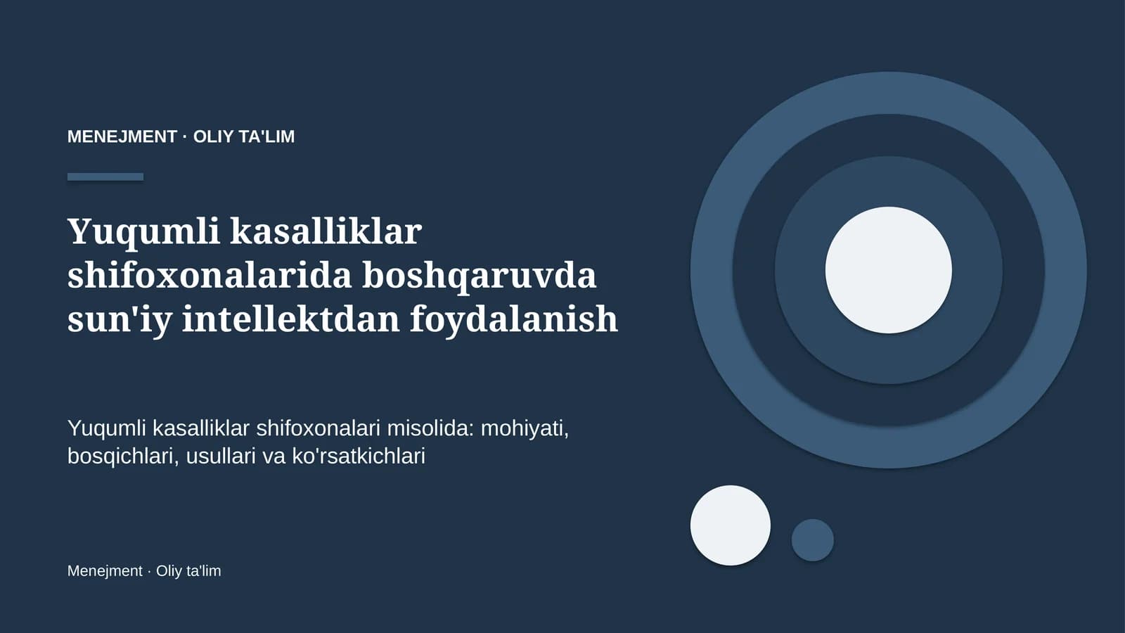 Yuqumli kasalliklar shifoxonalarida boshqaruvda sun'iy intellektdan foydalanish