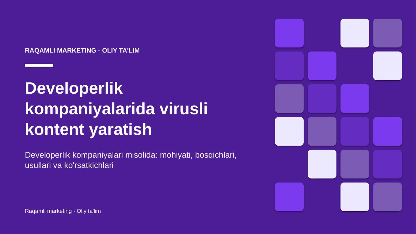 Developerlik kompaniyalarida virusli kontent yaratish