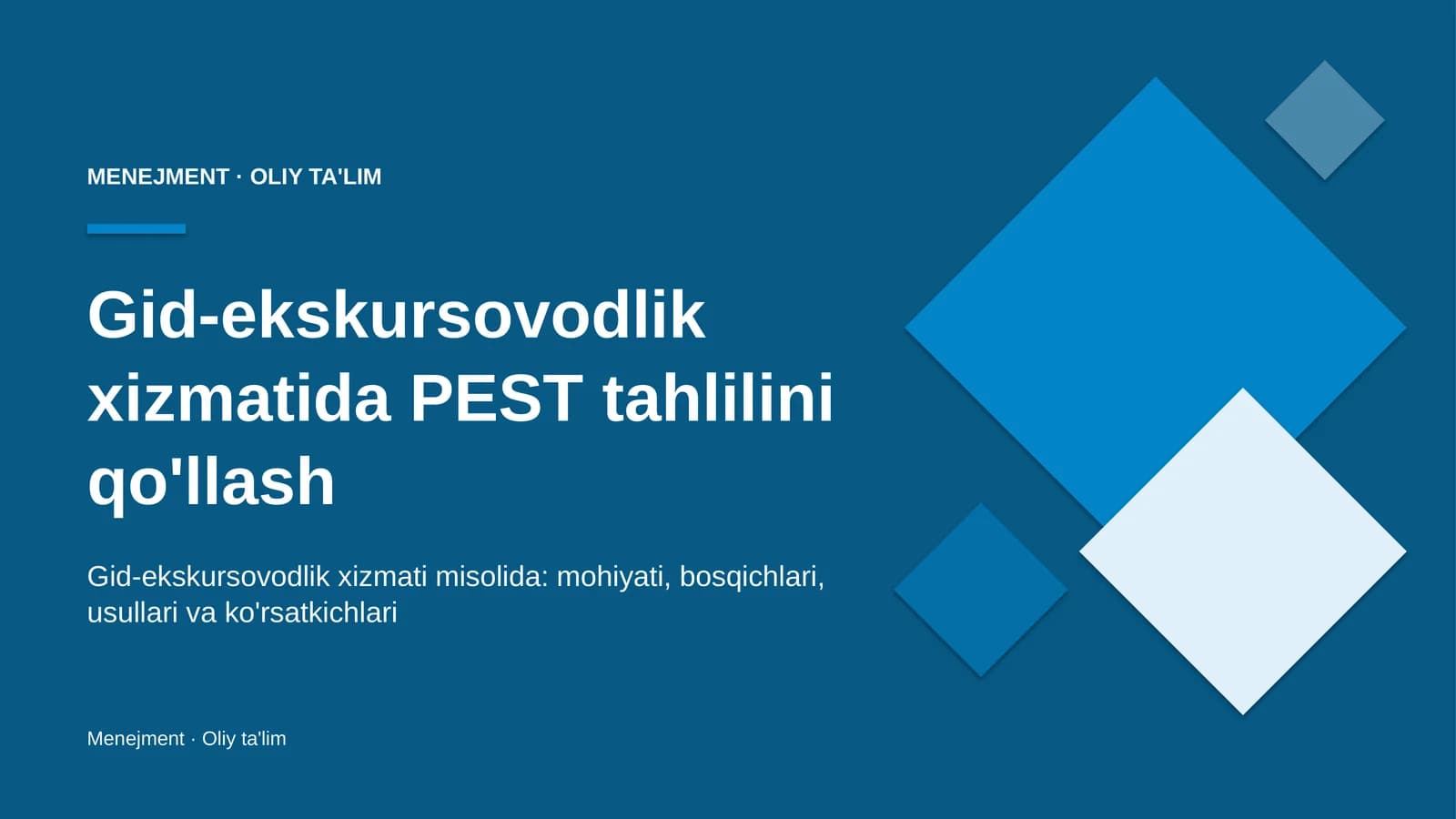 Gid-ekskursovodlik xizmatida PEST tahlilini qo'llash
