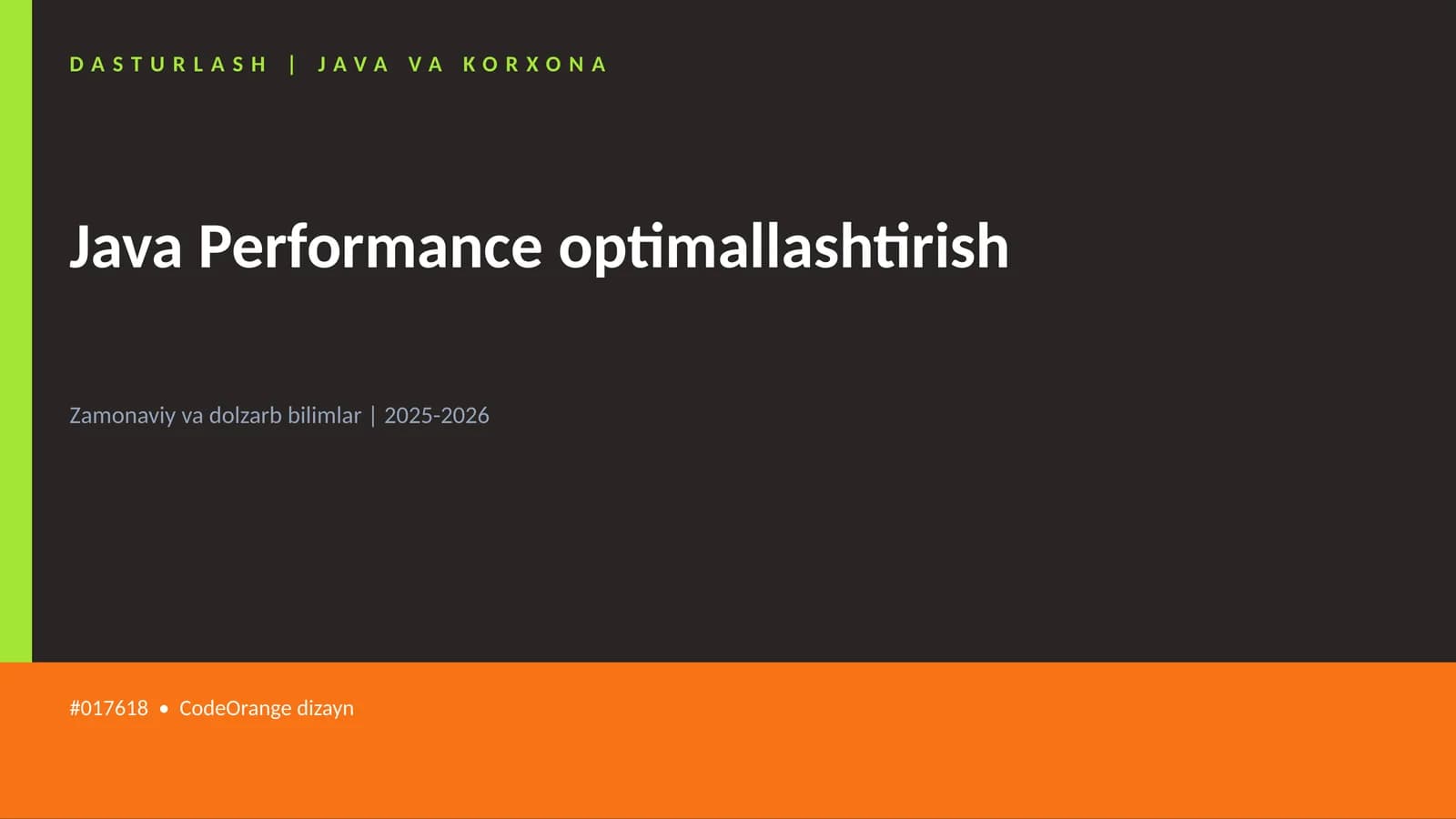 DASTURLASH | JAVA VA KORXONA