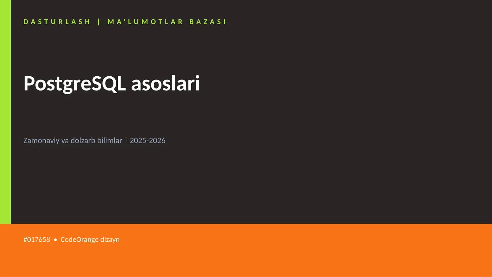 PostgreSQL asoslari