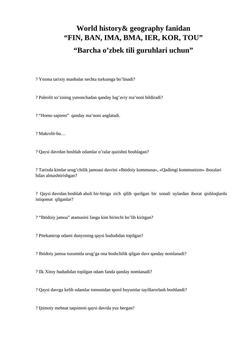 World history& geography fanidan