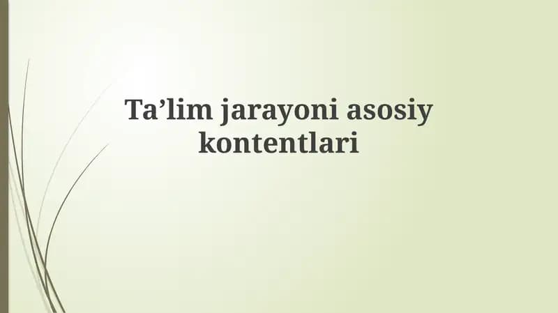 Taʼlim jarayonining asosiy elementlari