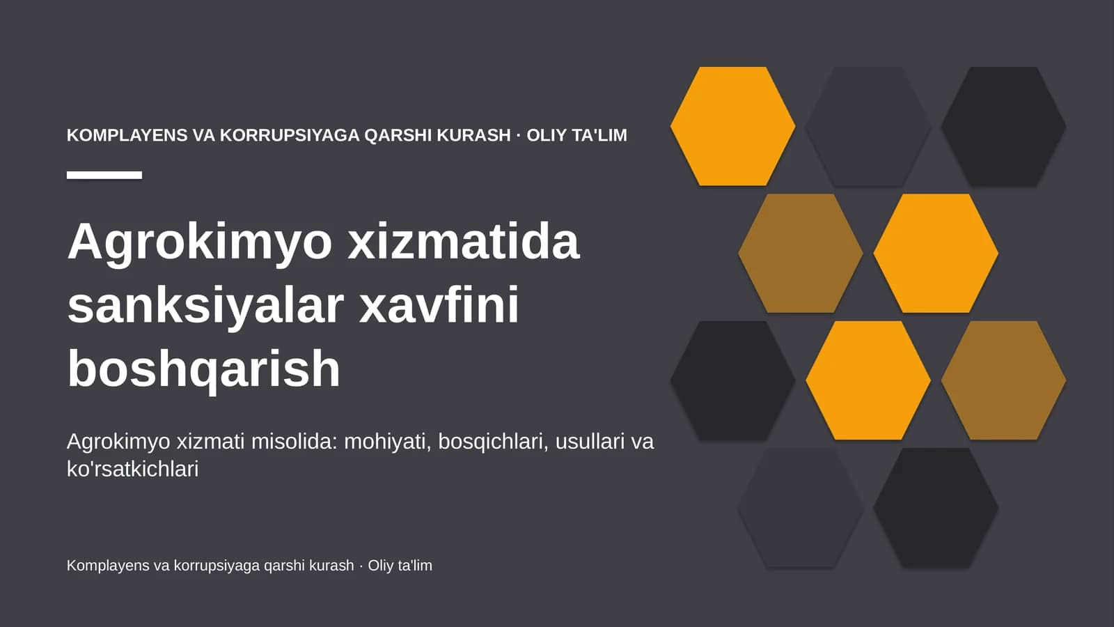 Agrokimyo xizmatida sanksiyalar xavfini boshqarish