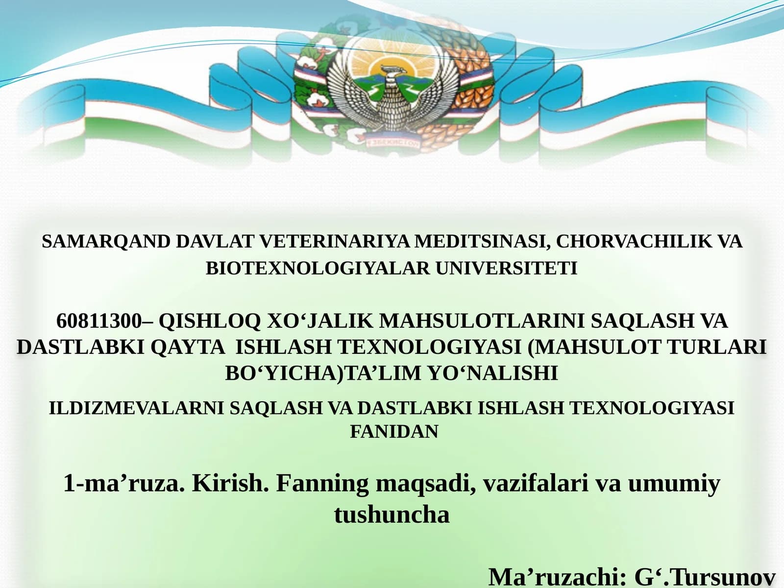ILDIZMEVALARNI SAQLASH VA DASTLABKI ISHLASH TEXNOLOGIYASI