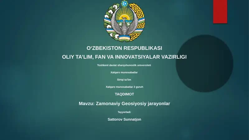 Zamonaviy Geosiyosiy jarayonlar