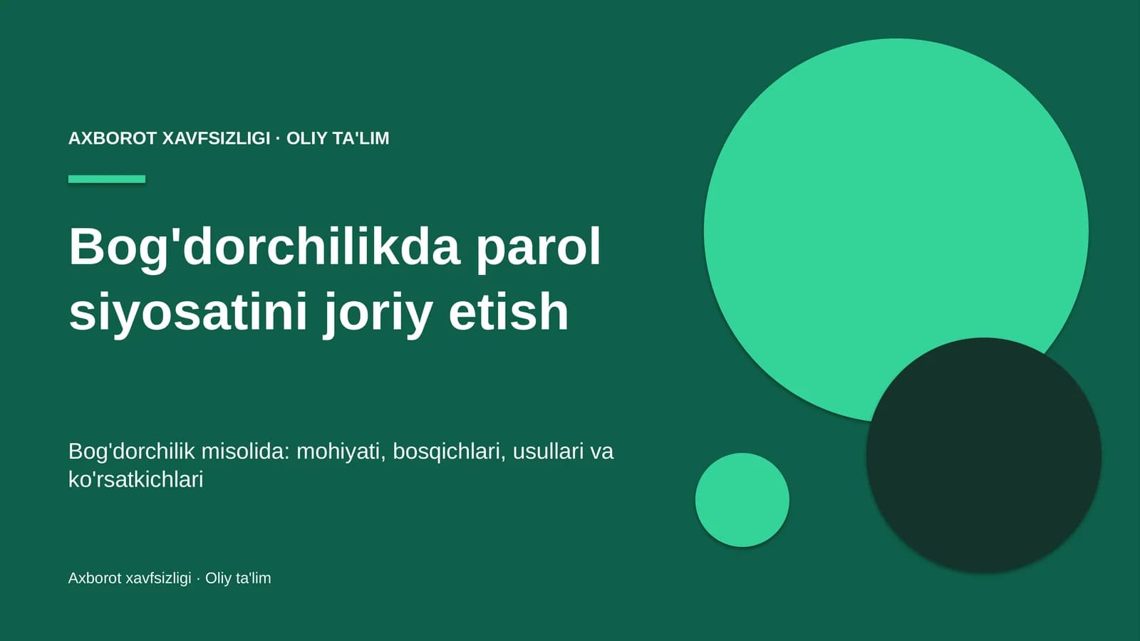 Bog'dorchilikda parol siyosatini joriy etish
