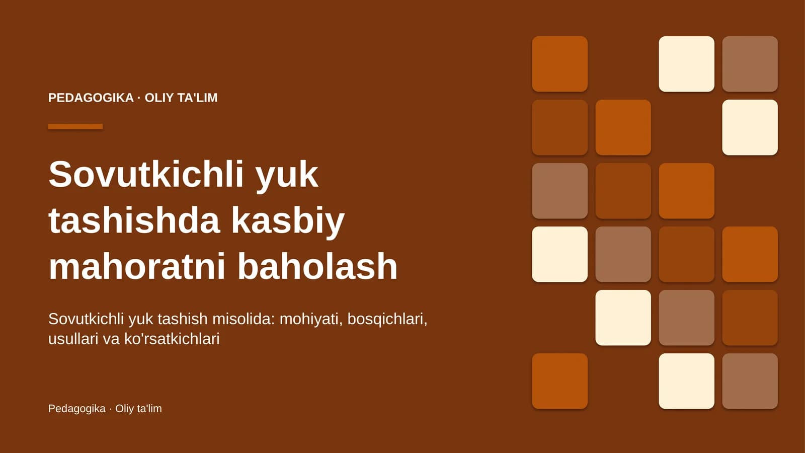 Sovutkichli yuk tashishda kasbiy mahoratni baholash