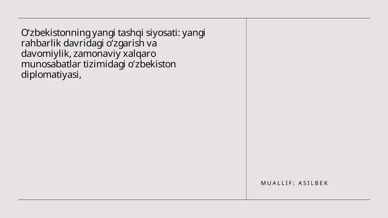 Yangi tashqi siyosat