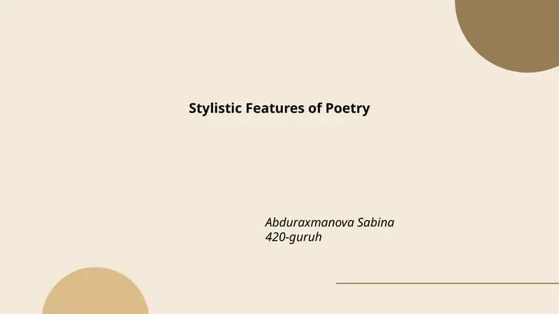 Stylistic Features of Poetry