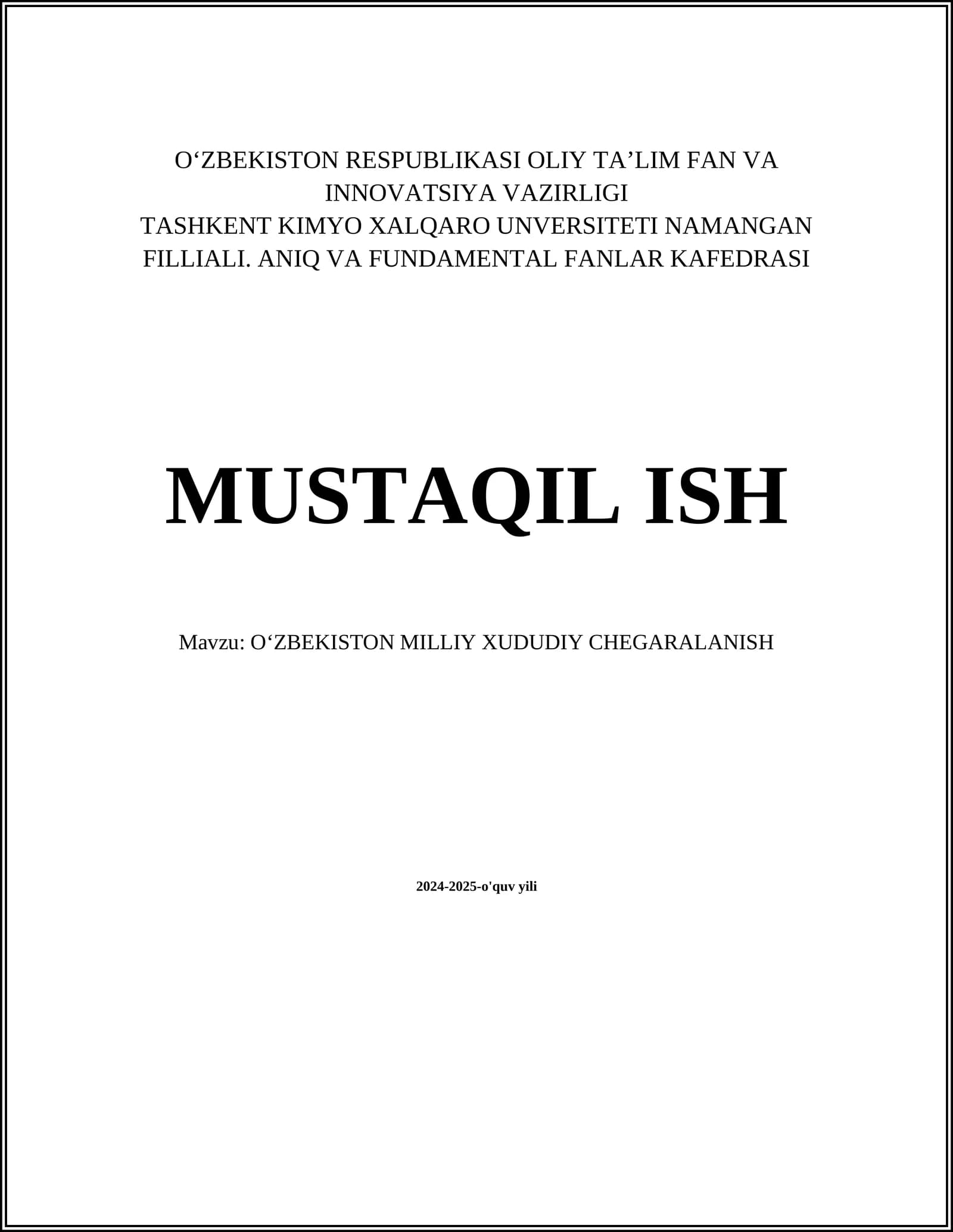 Oʻzbekiston Milliy Xududiy Chegaralanish