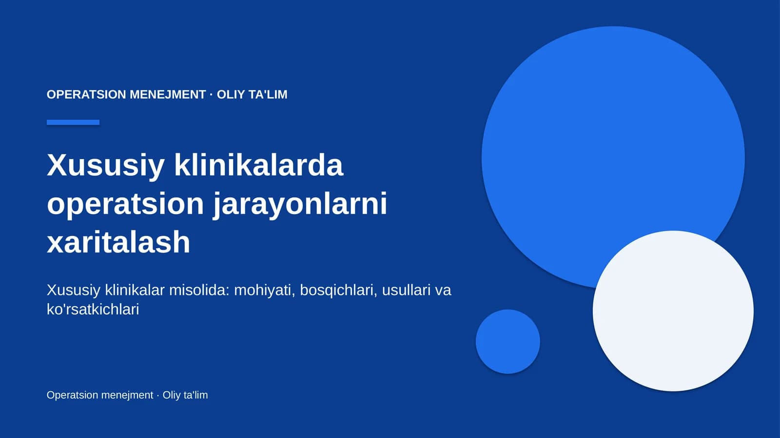 Xususiy klinikalarda operatsion jarayonlarni xaritalash