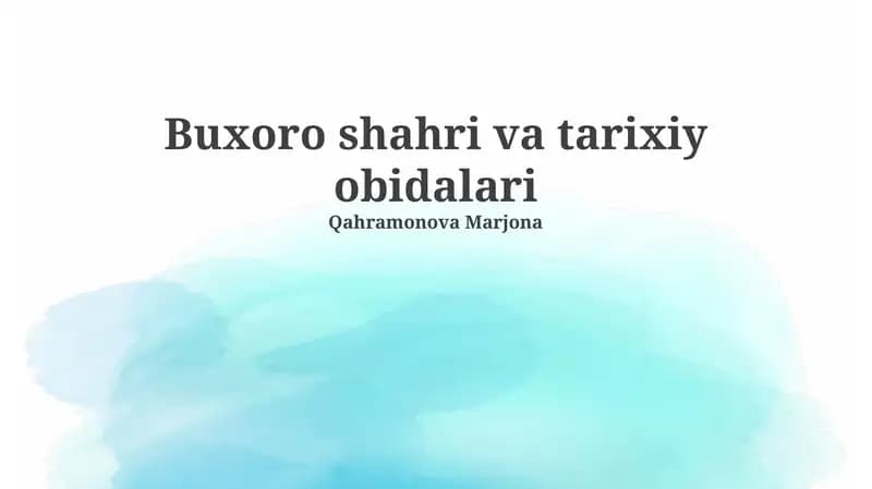 Buxoro shahri va tarixiy obidalari