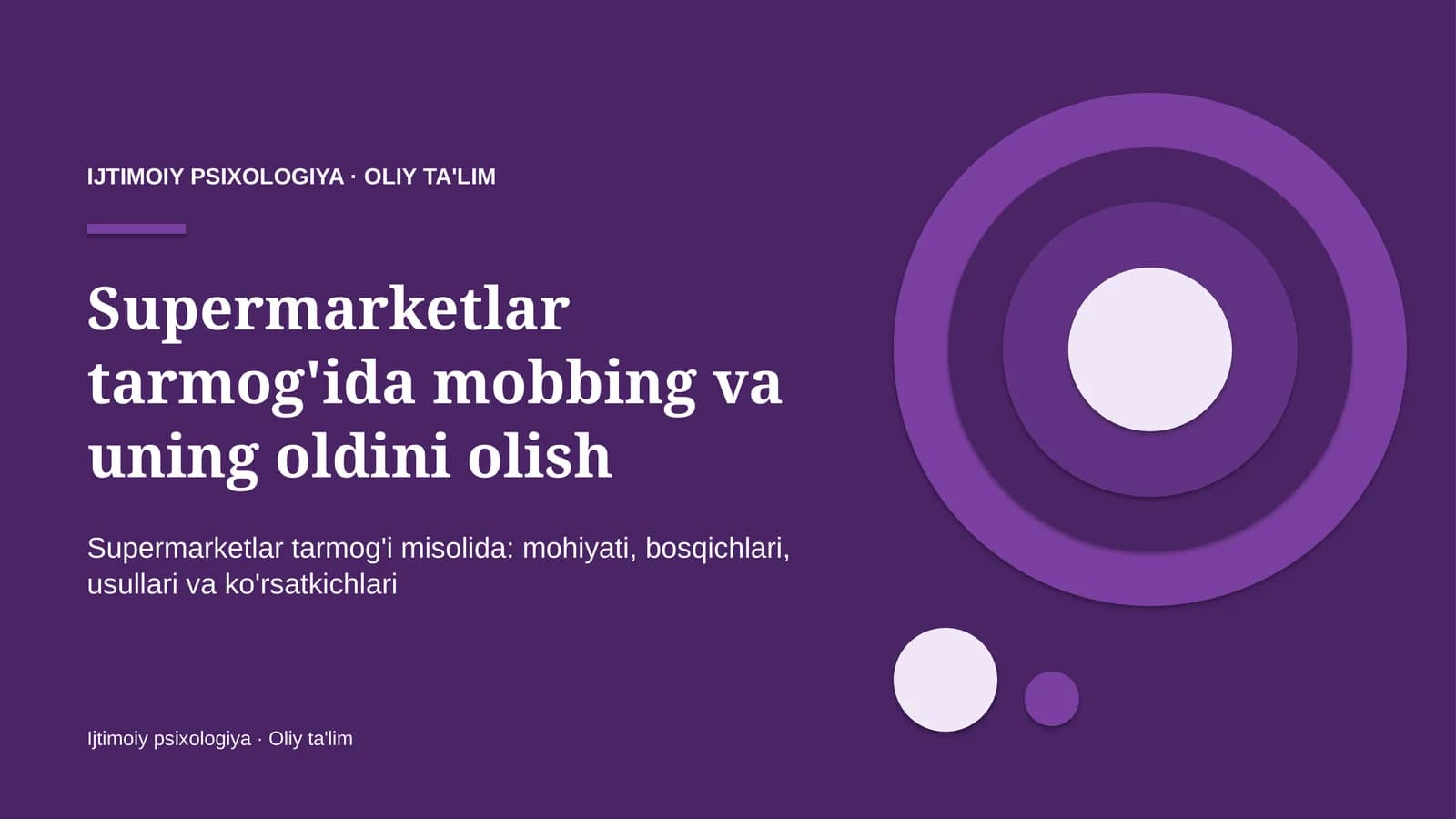 Supermarketlar tarmog'ida mobbing va uning oldini olish