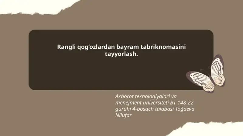 Bayram tabriknomasi tayyorlash