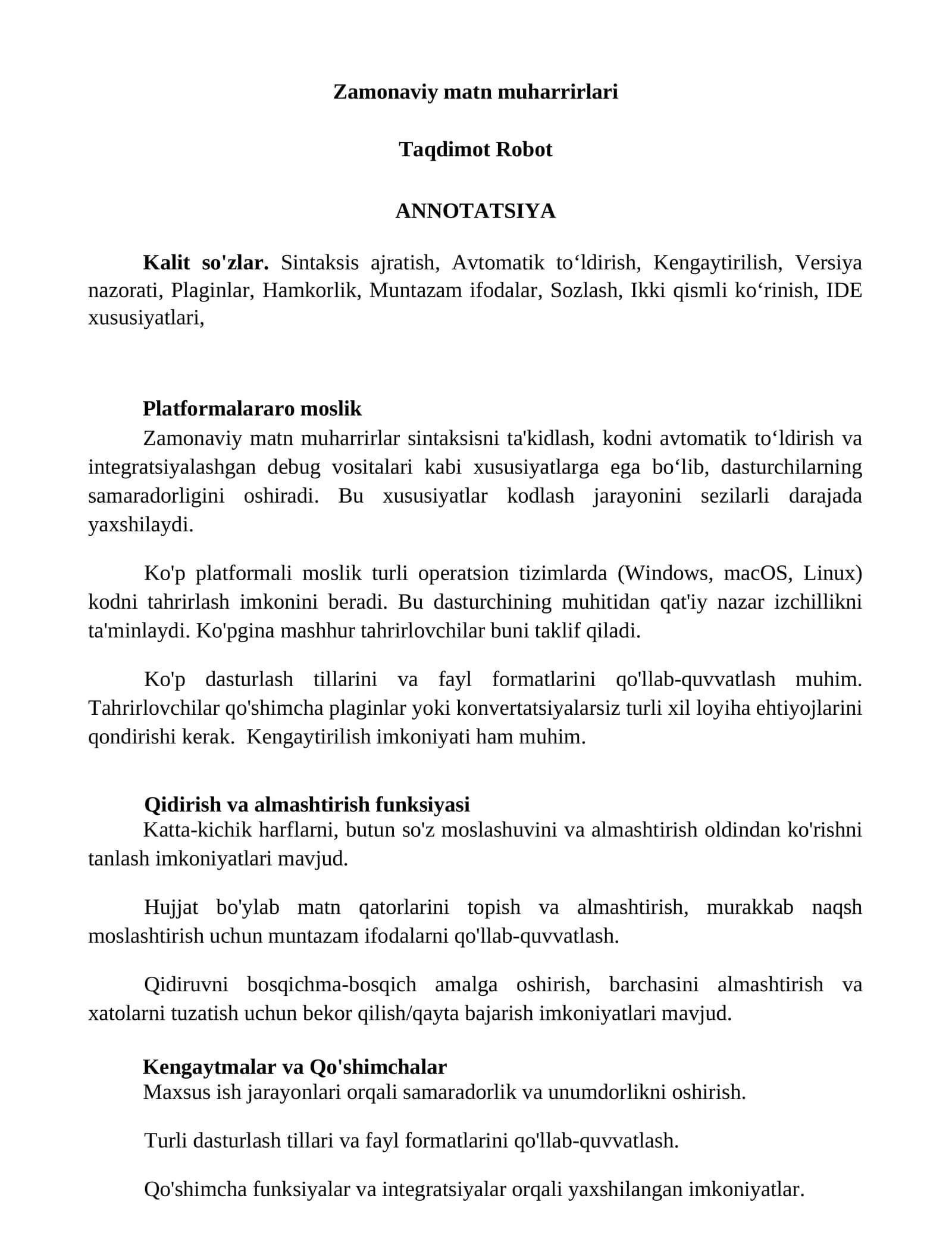Zamonaviy matn muharrirlari