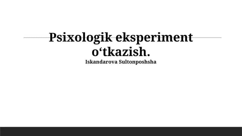 Psixologik eksperiment oʻtkazish