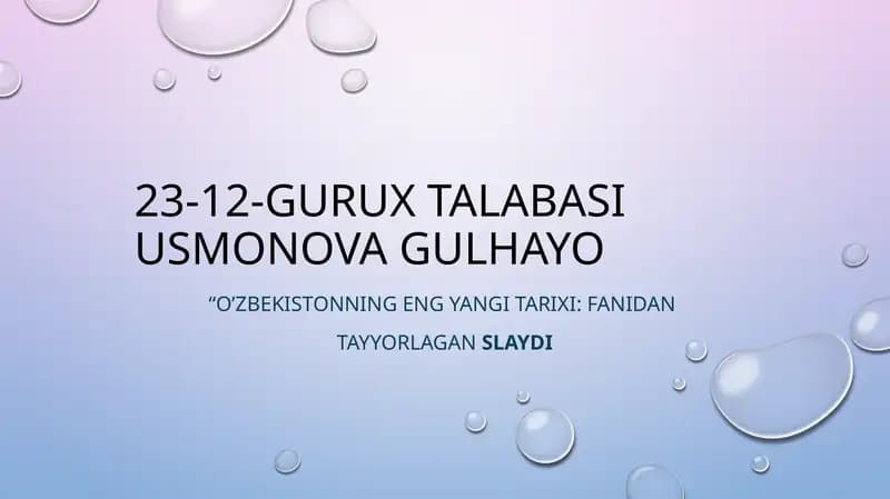 O'zbekistonning eng yangi tarixi