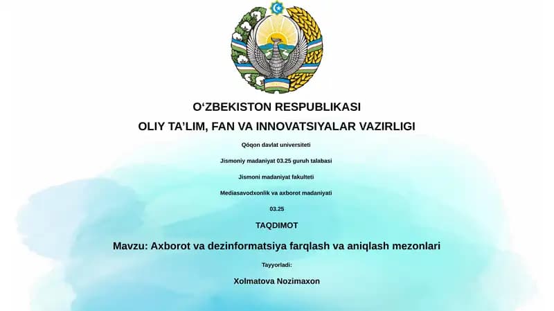 Axborot va dezinformatsiya farqlash va aniqlash mezonlari
