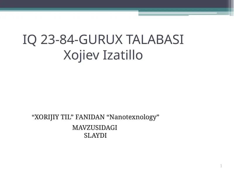 Nanotexnology