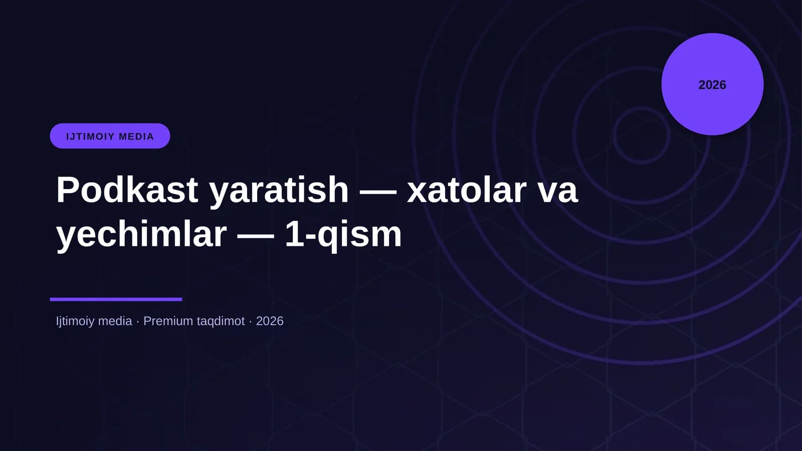 Podkast yaratish — xatolar va yechimlar — 1-qism
