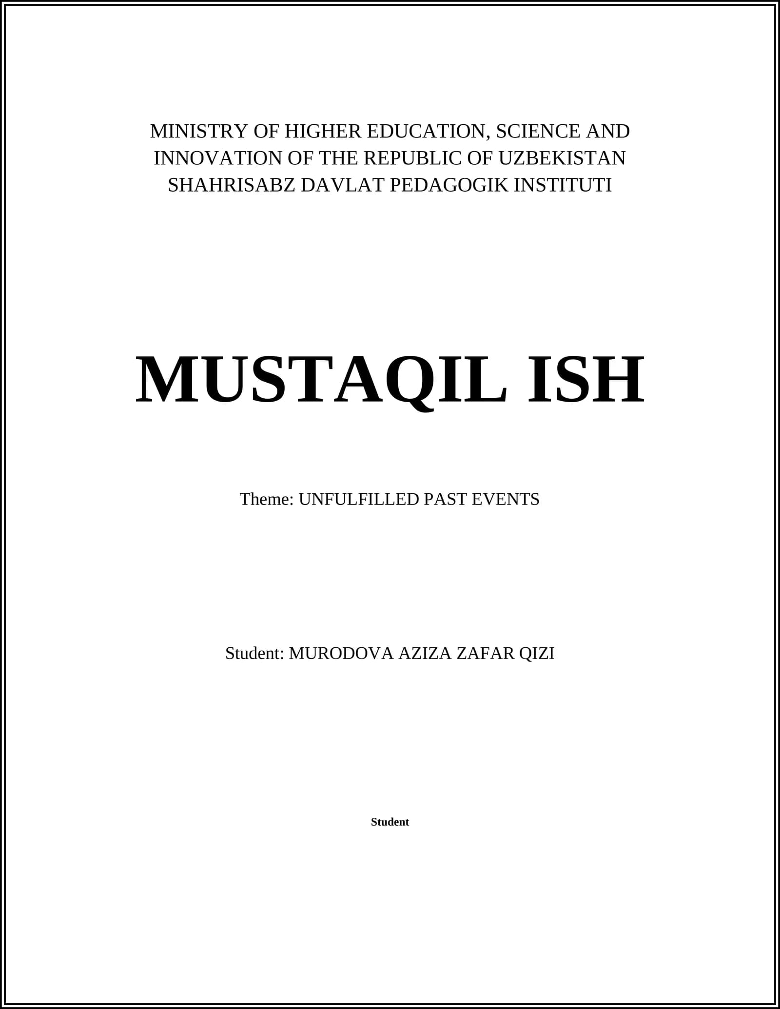 UNFULFILLED PAST EVENTS