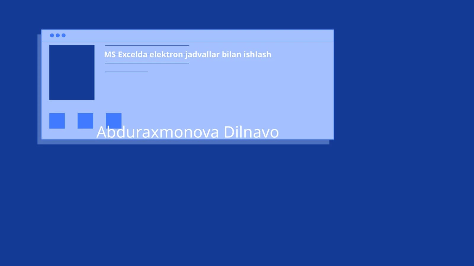 MS Excelda elektron jadvallar bilan ishlash